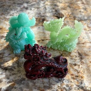 Trio of Resin Dragon Sculpture’s
